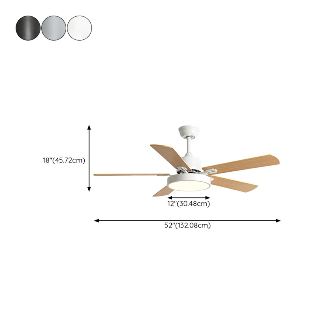 Nordic Style 5 Wooden Blade Ceiling Fan with Light