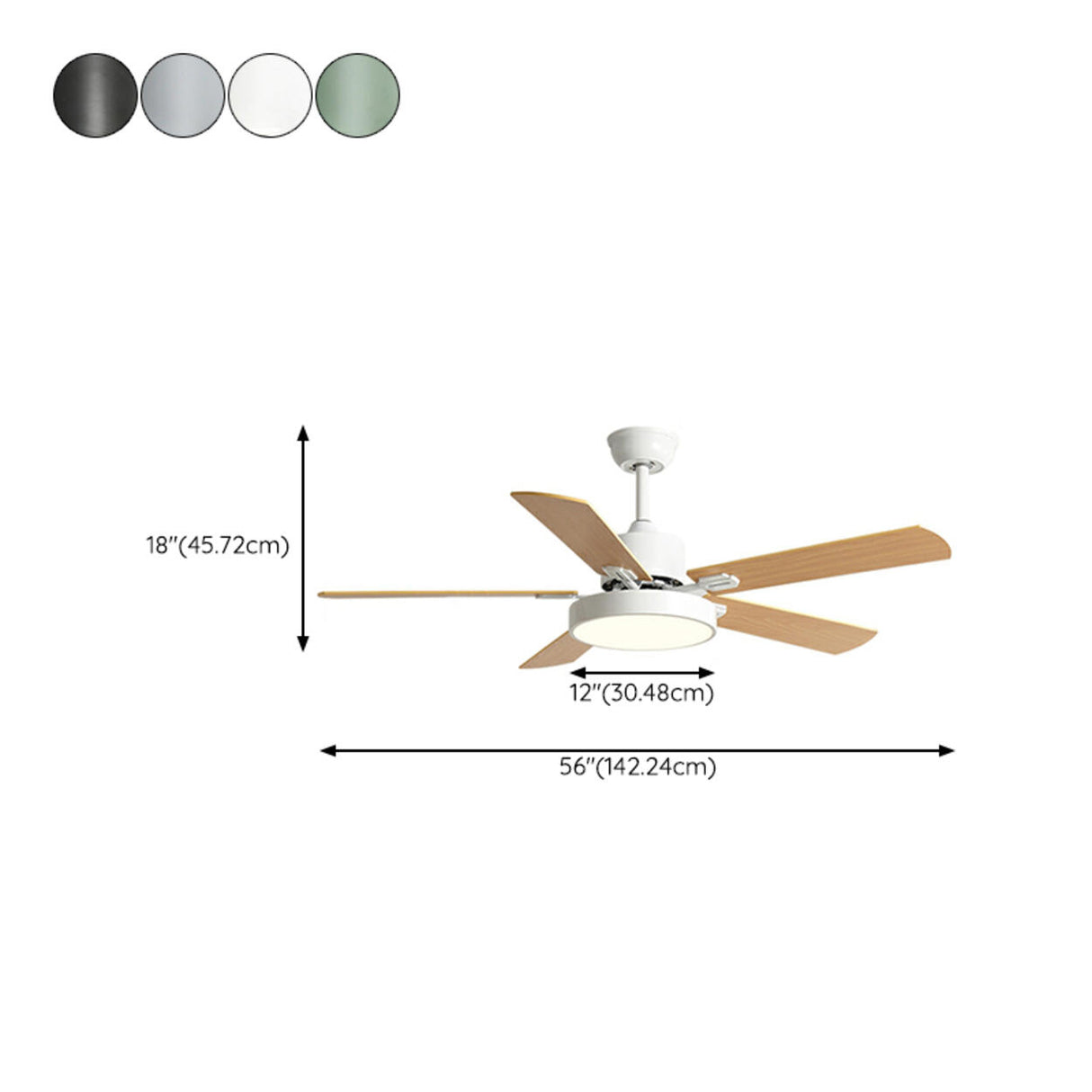Nordic Style 5 Wooden Blade Ceiling Fan with Light Image - 17