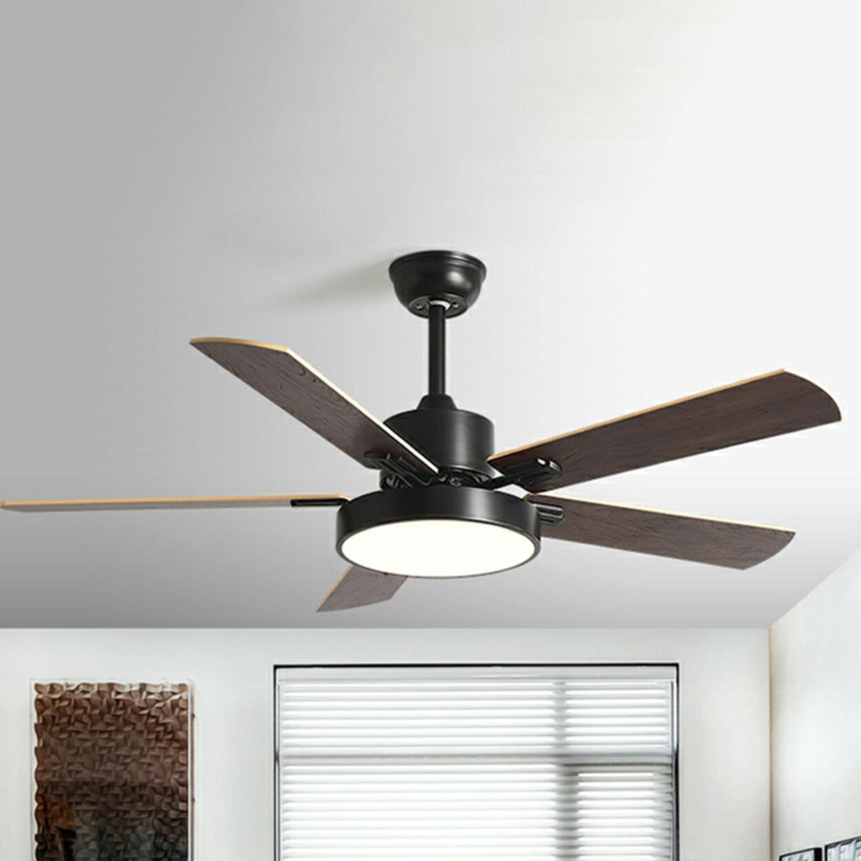 Nordic Style 5 Wooden Blade Ceiling Fan with Light Image - 6