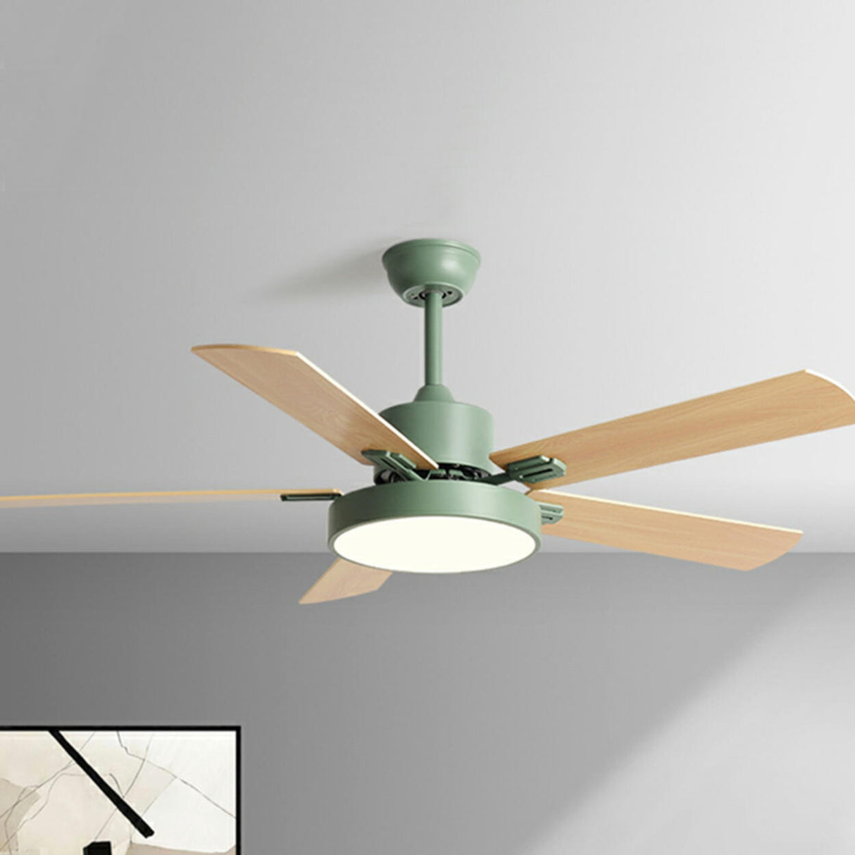 Nordic Style 5 Wooden Blade Ceiling Fan with Light Image - 9
