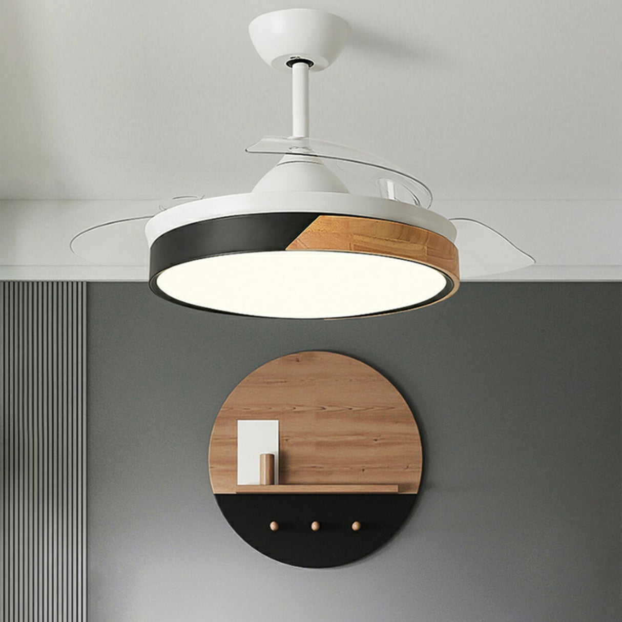 Nordic Style Simple 3 Blade Round Ceiling Fan Light Image - 1