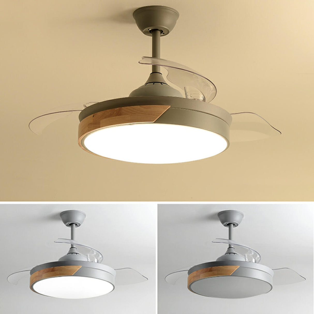 Nordic Style Simple 3 Blade Round Ceiling Fan Light Image - 13