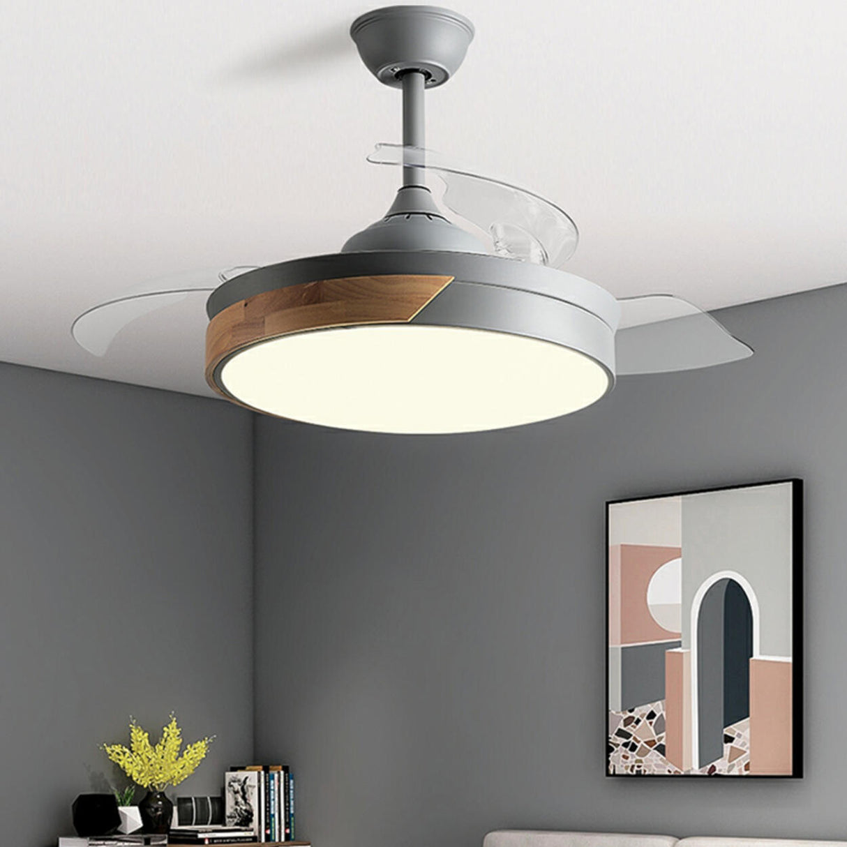 Nordic Style Simple 3 Blade Round Ceiling Fan Light Image - 4