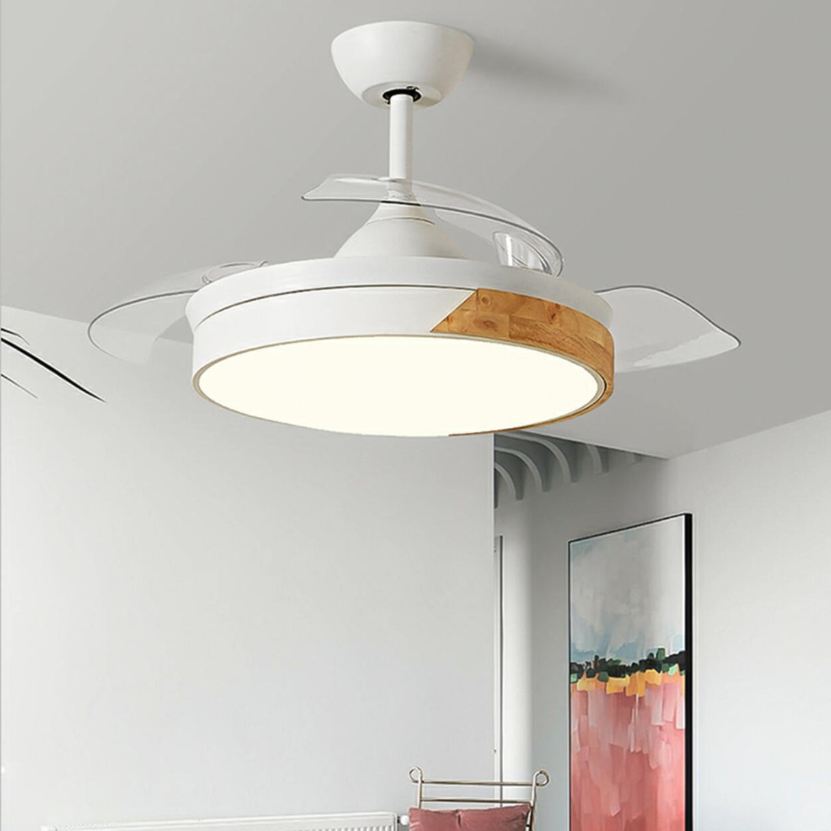 Nordic Style Simple 3 Blade Round Ceiling Fan Light Image - 7