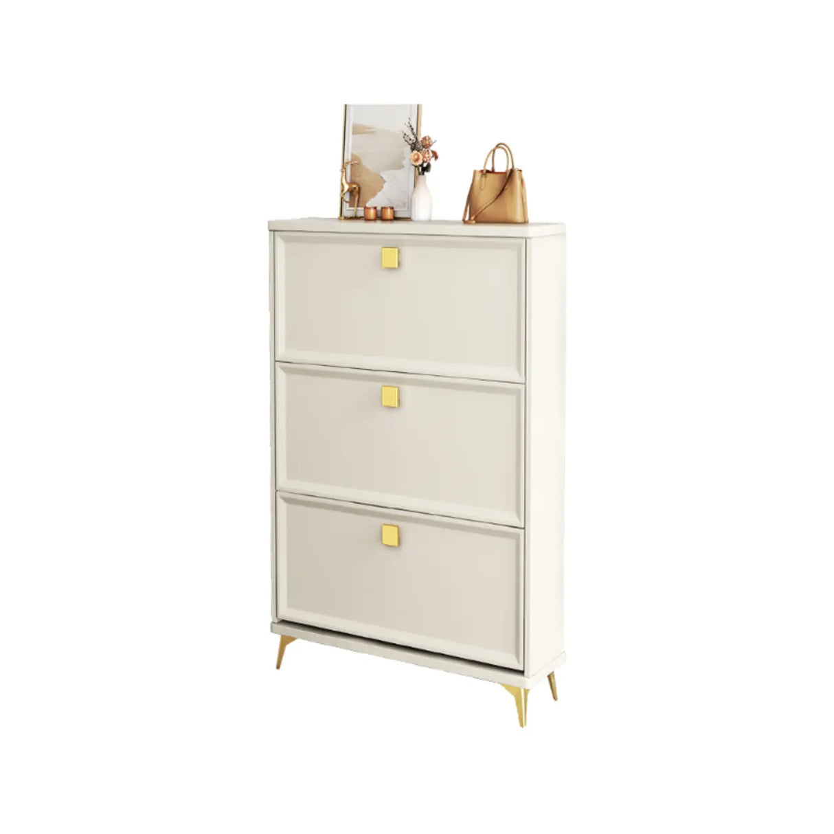 Nordic Tall Wood Hallway White Shoe Cabinet Storage Image - 16