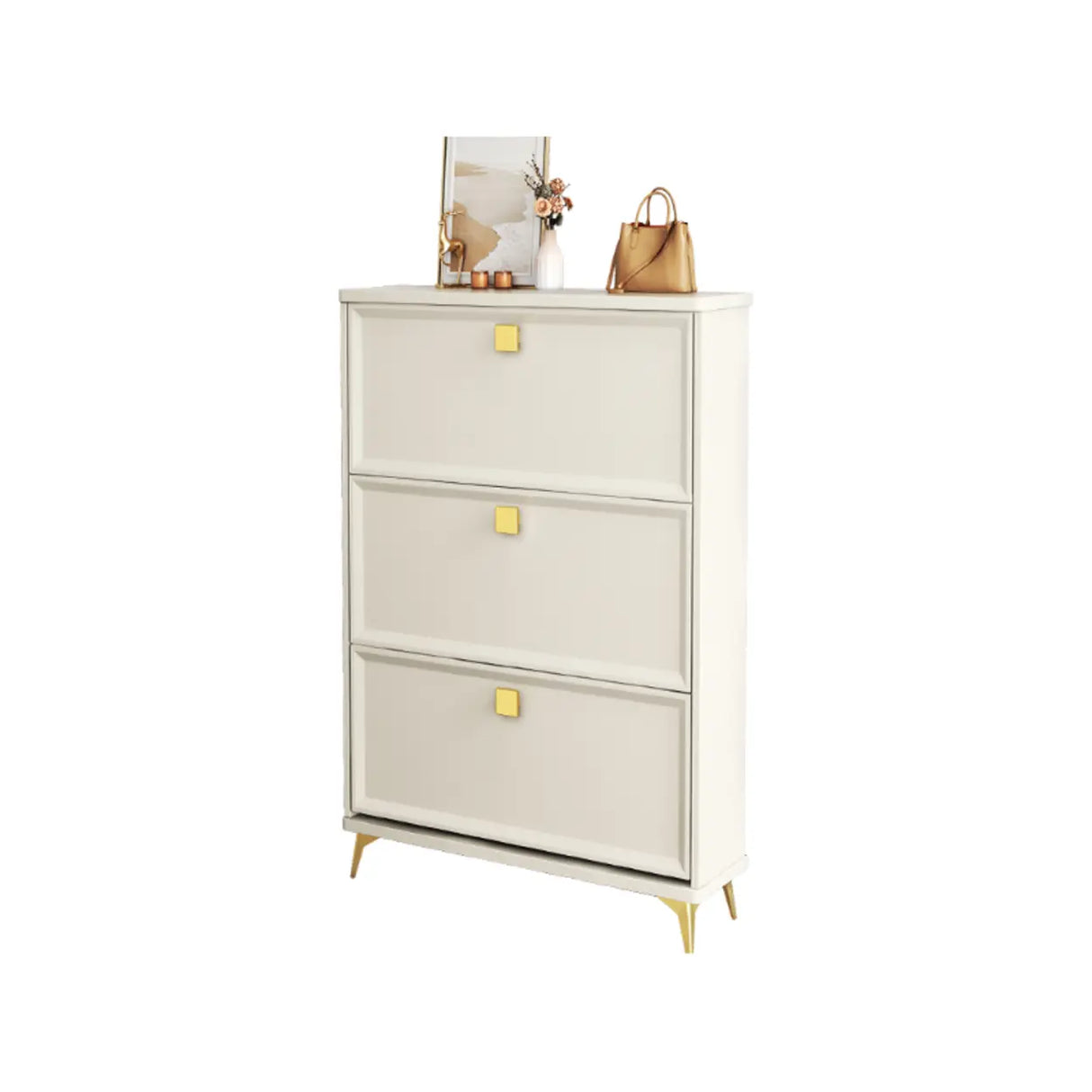 Nordic Tall Wood Hallway White Shoe Cabinet Storage Image - 17