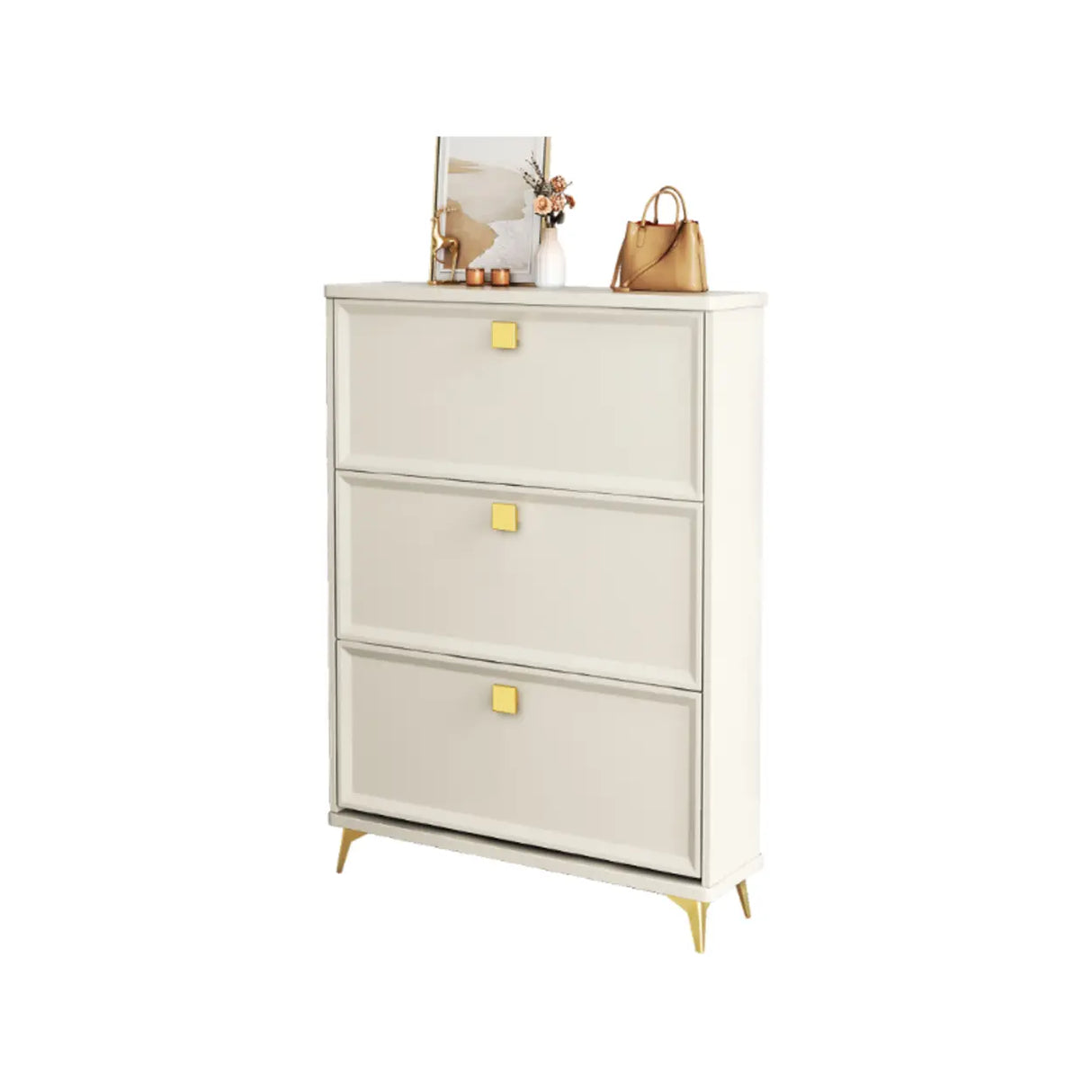 Nordic Tall Wood Hallway White Shoe Cabinet Storage Image - 19