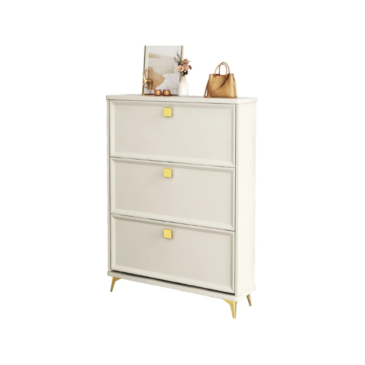 Nordic Tall Wood Hallway White Shoe Cabinet Storage Image - 20