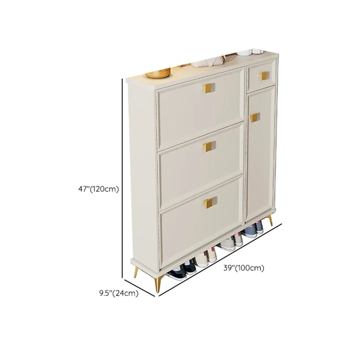 Nordic Tall Wood Hallway White Shoe Cabinet Storage