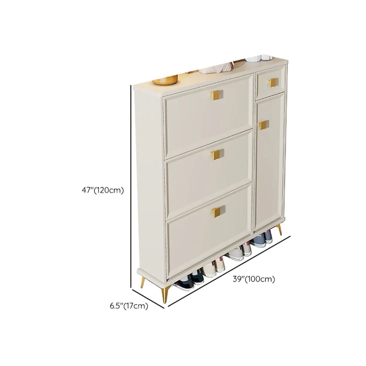 Nordic Tall Wood Hallway White Shoe Cabinet Storage Image - 35