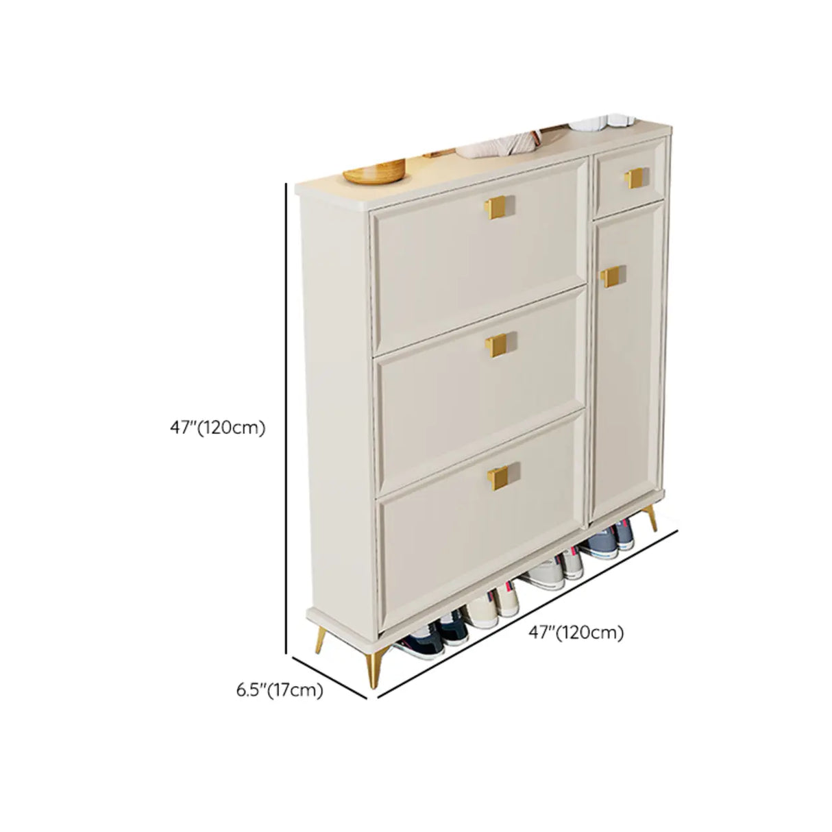 Nordic Tall Wood Hallway White Shoe Cabinet Storage Image - 36