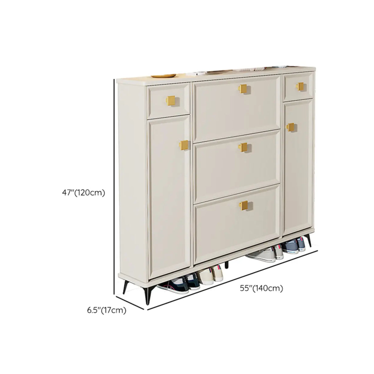 Nordic Tall Wood Hallway White Shoe Cabinet Storage Image - 37