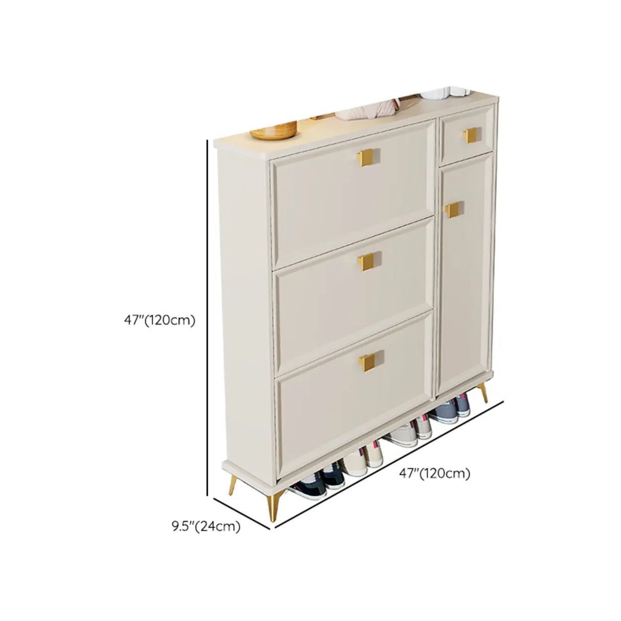 Nordic Tall Wood Hallway White Shoe Cabinet Storage Image - 38