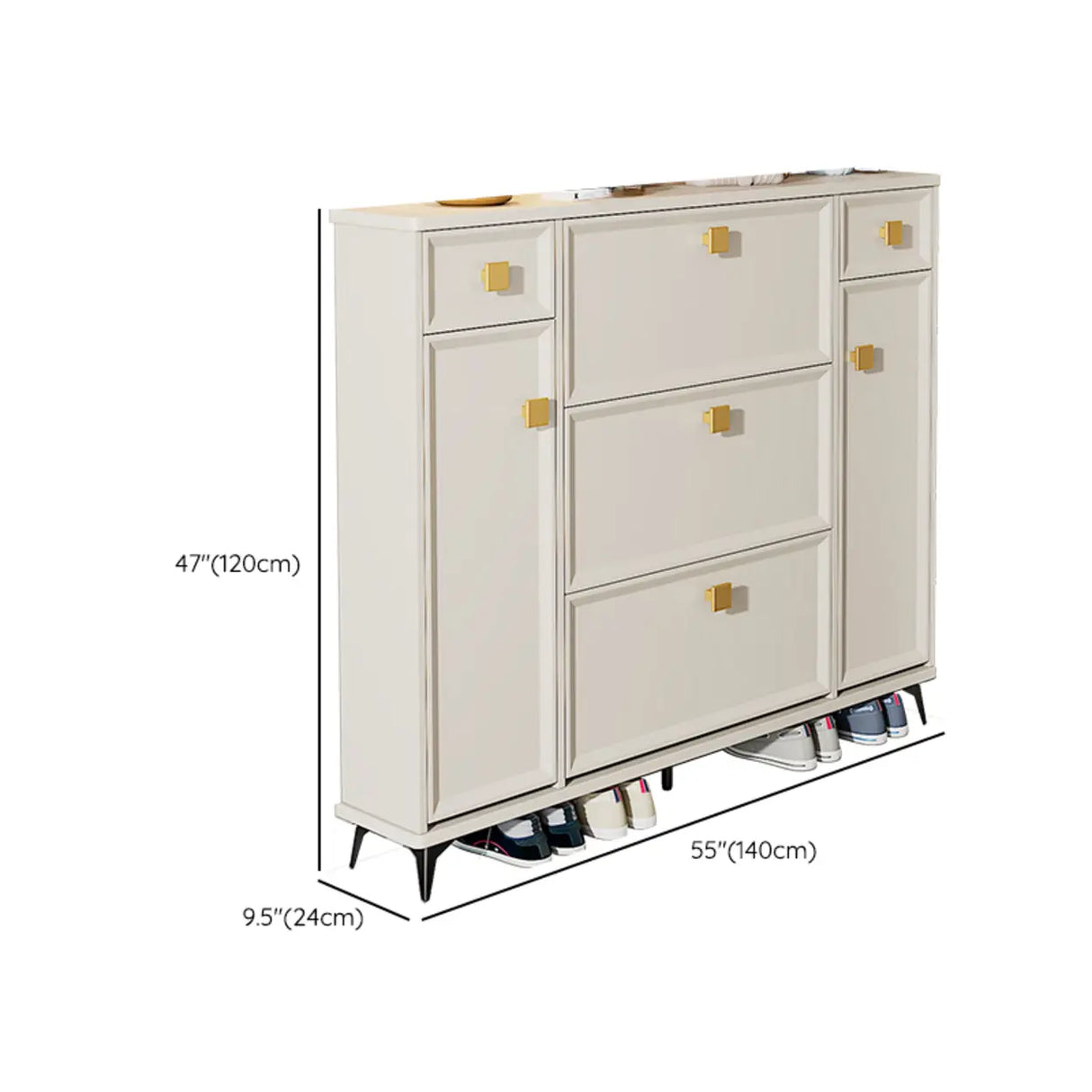 Nordic Tall Wood Hallway White Shoe Cabinet Storage Image - 39