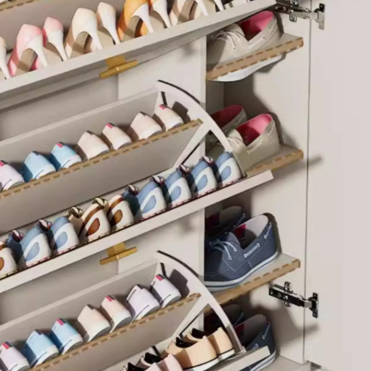 Nordic Tall Wood Hallway White Shoe Cabinet Storage Image - 9