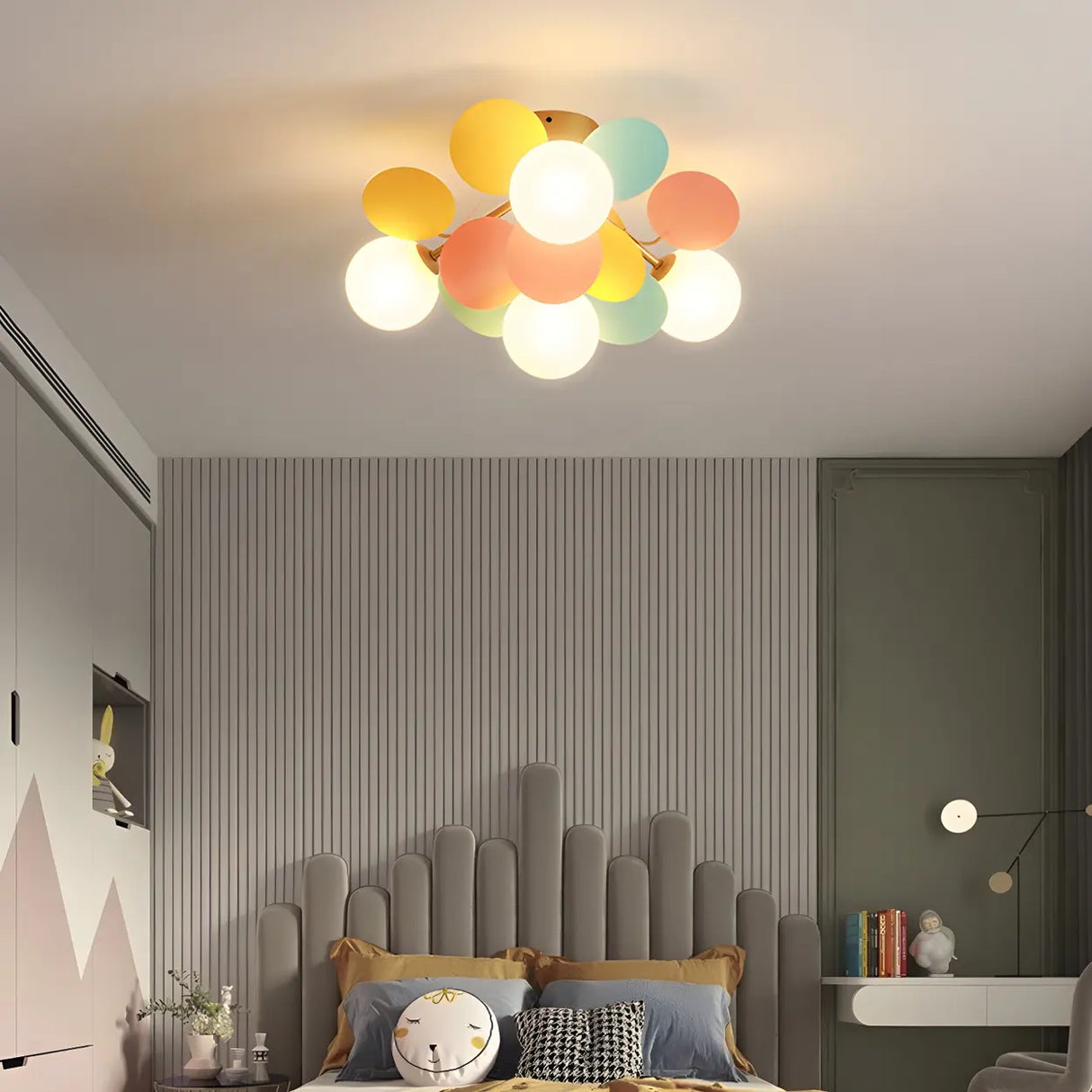 Nordic White Glass Bubble Semi-Flush Mount Ceiling Lamp Image - 7