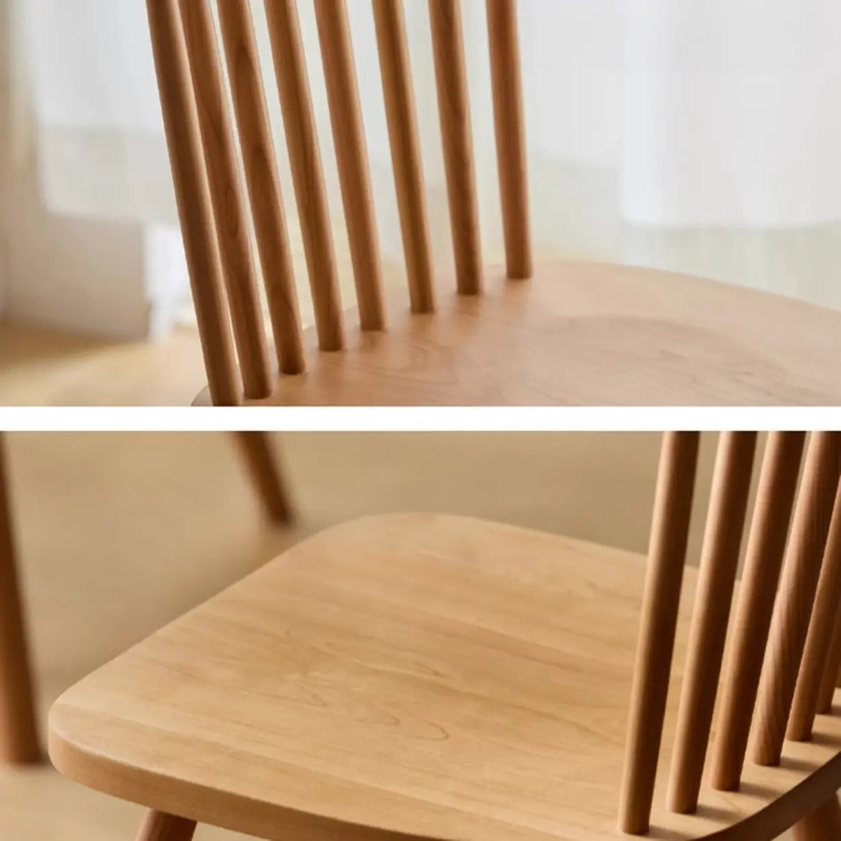 Nordic Windsor Back Wood Dining Chair Natural Cherry Image - 10