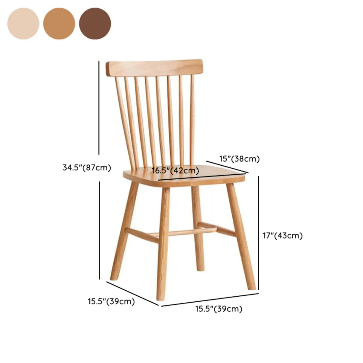 Nordic Windsor Back Wood Dining Chair Natural Cherry