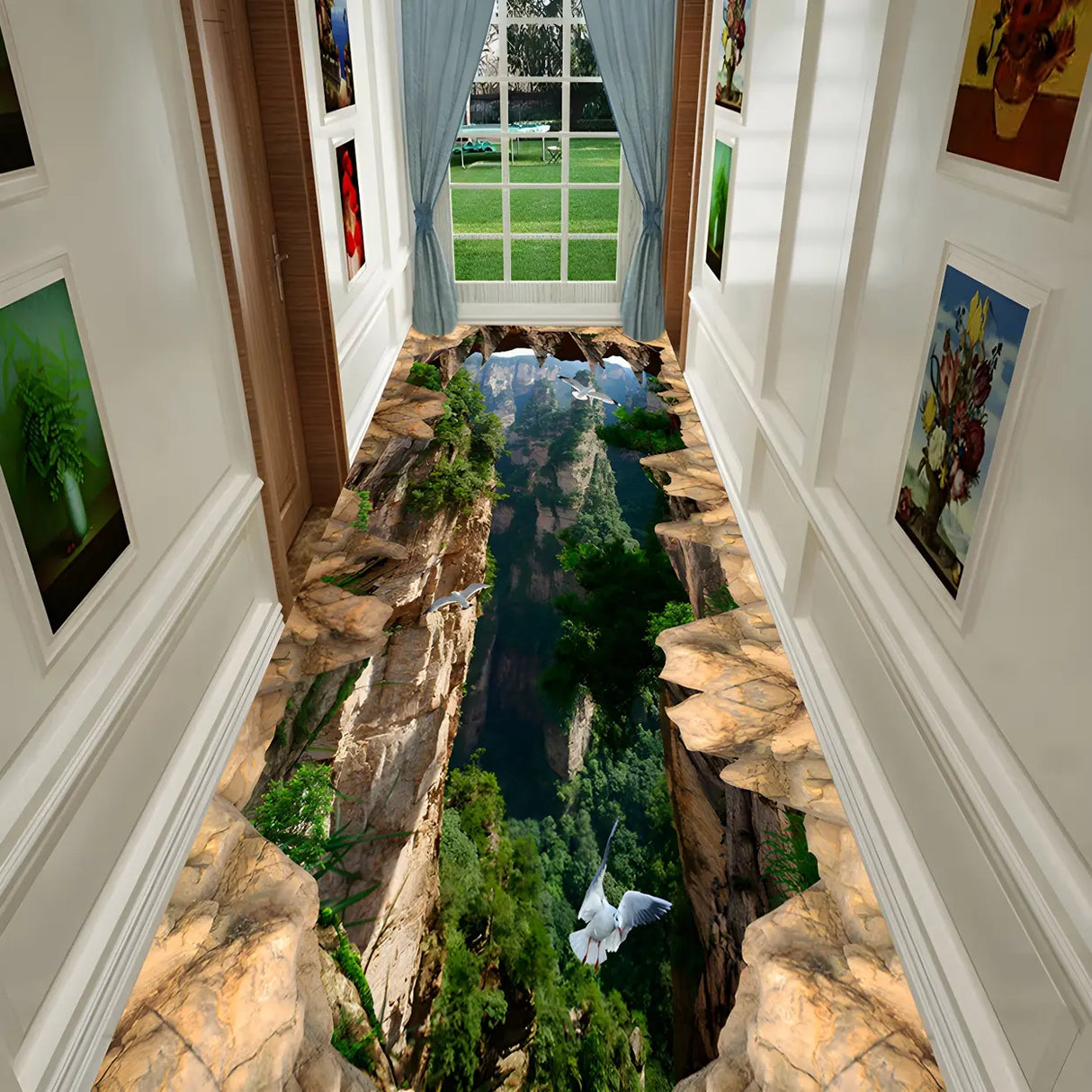 Novelty 3D Polyester Multicolor Hallway Anti-Slip Area Rug Image - 2