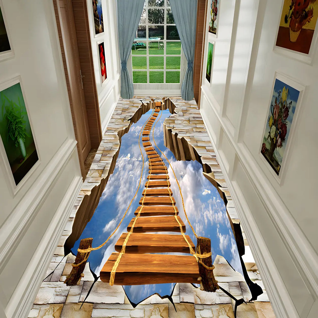 Novelty 3D Polyester Multicolor Hallway Anti-Slip Area Rug Image - 3