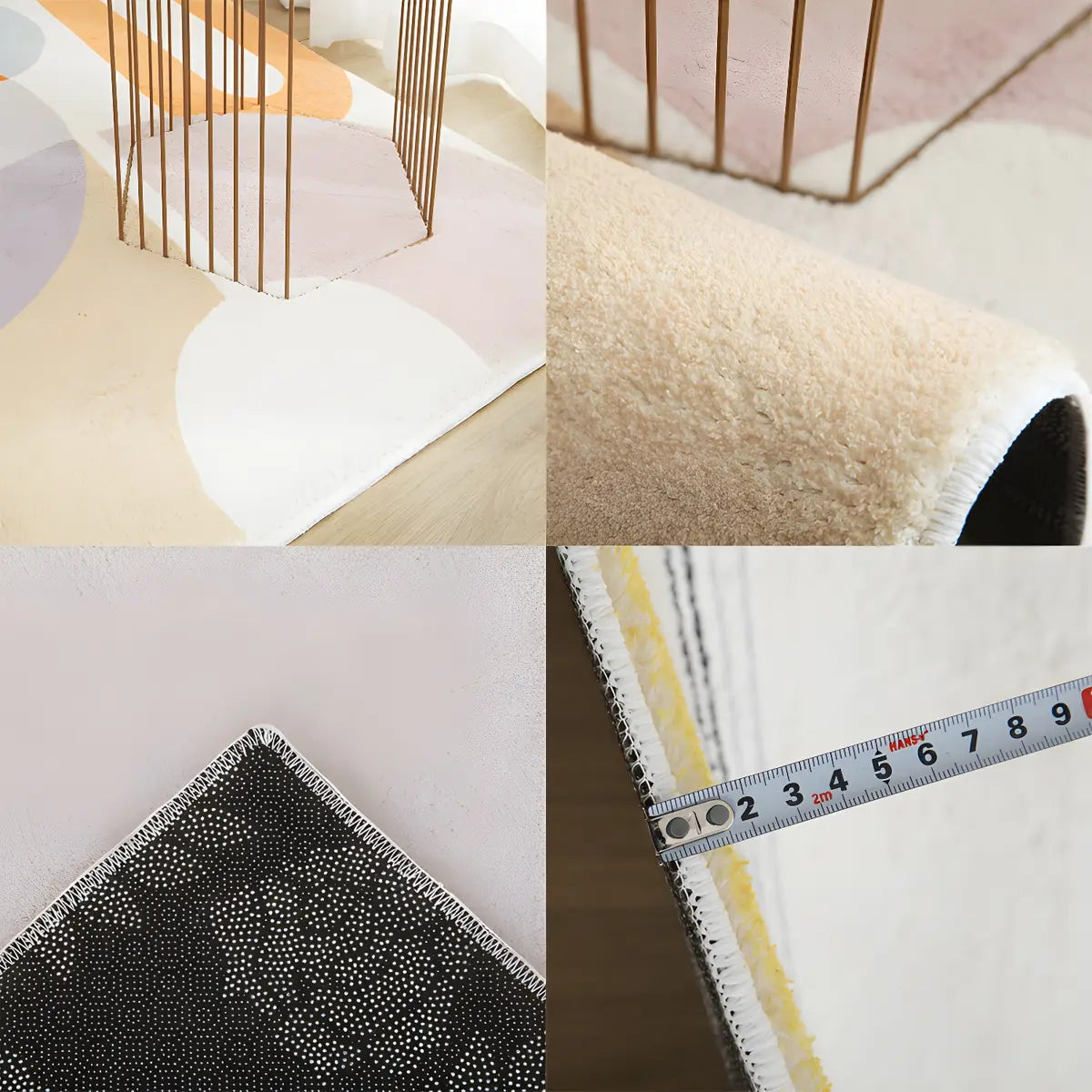 Novelty Abstract Cloud-Shaped Polyester Beige Area Rug Image - 6