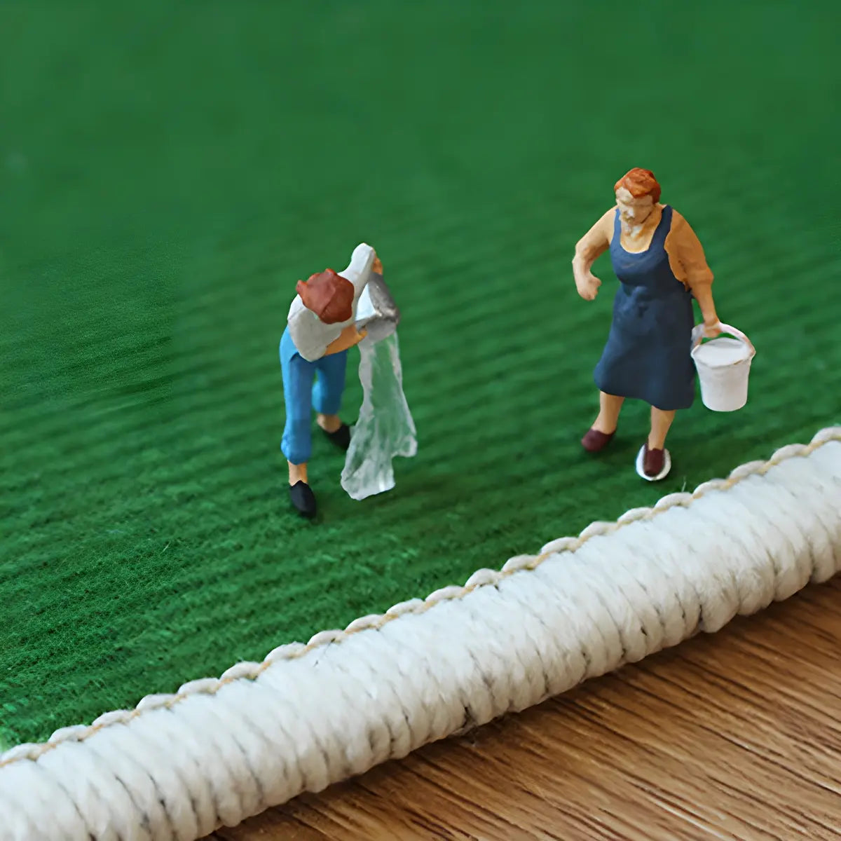 Novelty Soccer Field Pattern Polyester Green Area Rug Image - 8