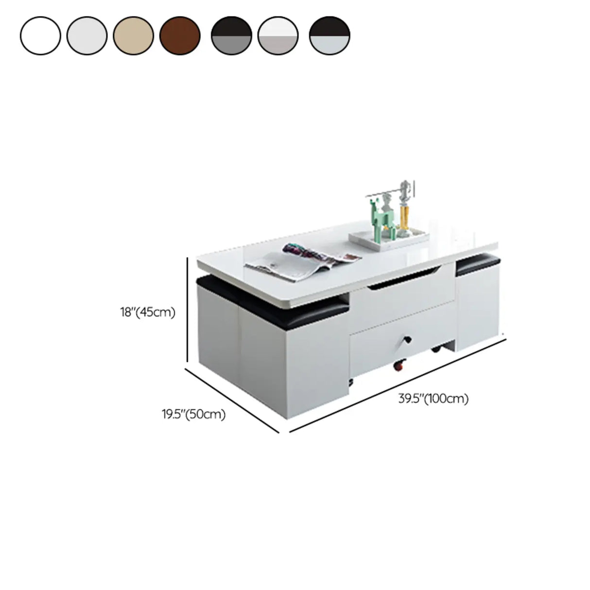 Nut-Brown Foldable Lift Top Coffee Table with Storage