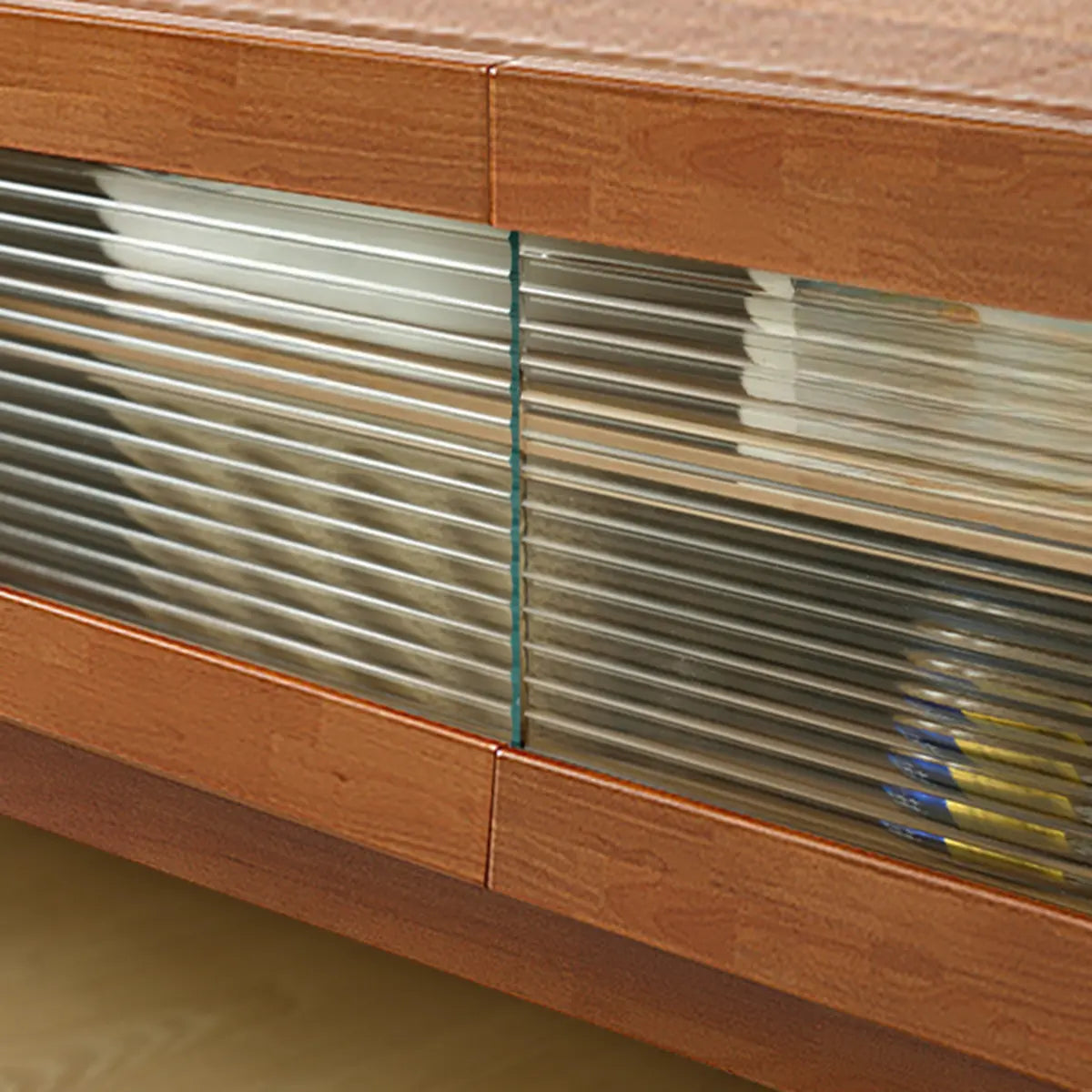 Nut-Brown Oak Medium Wood Tone TV Stand with Storage Image - 10