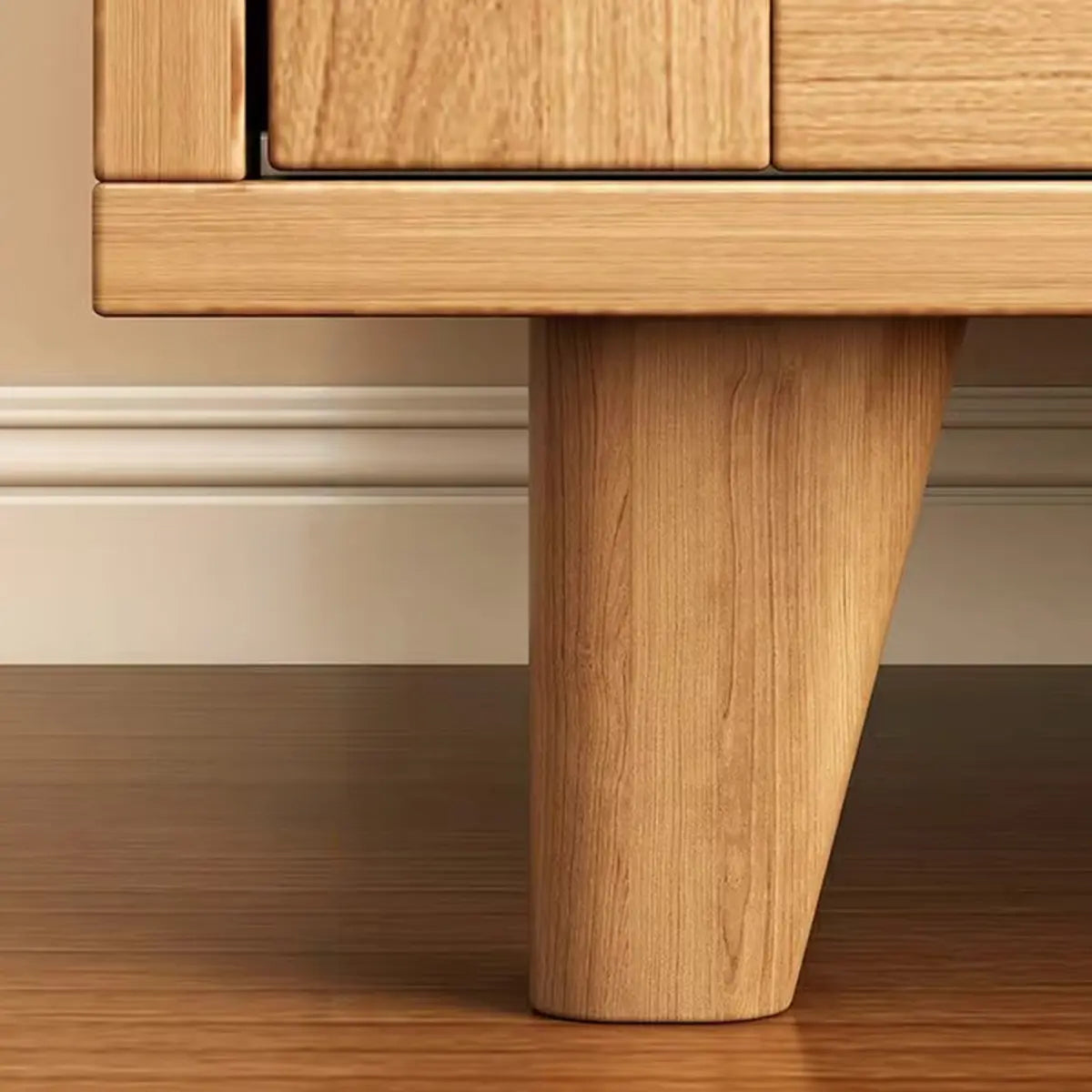 Nut-Brown Open Storage Sideboard with Drawers and Shelves Image - 14