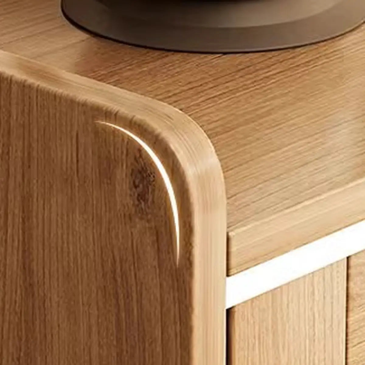 Nut-Brown Open Storage Sideboard with Drawers and Shelves Image - 15