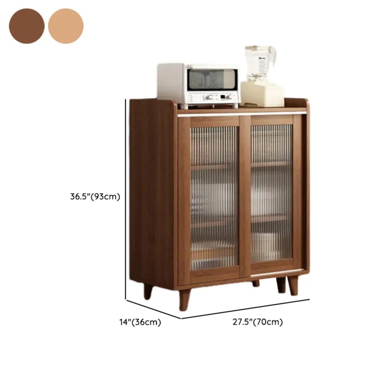 Nut-Brown Open Storage Sideboard with Drawers and Shelves Image - 17