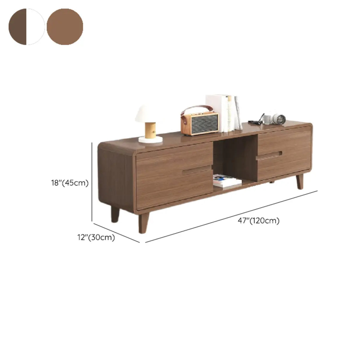 Nut-Brown Parlor Drawers Open Storage Wood TV Stand