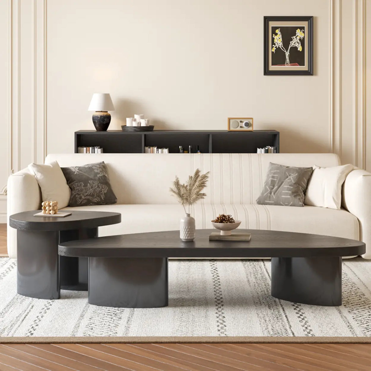 Nut-Brown Pine Wood Triangle Nesting Coffee Tables Image - 11