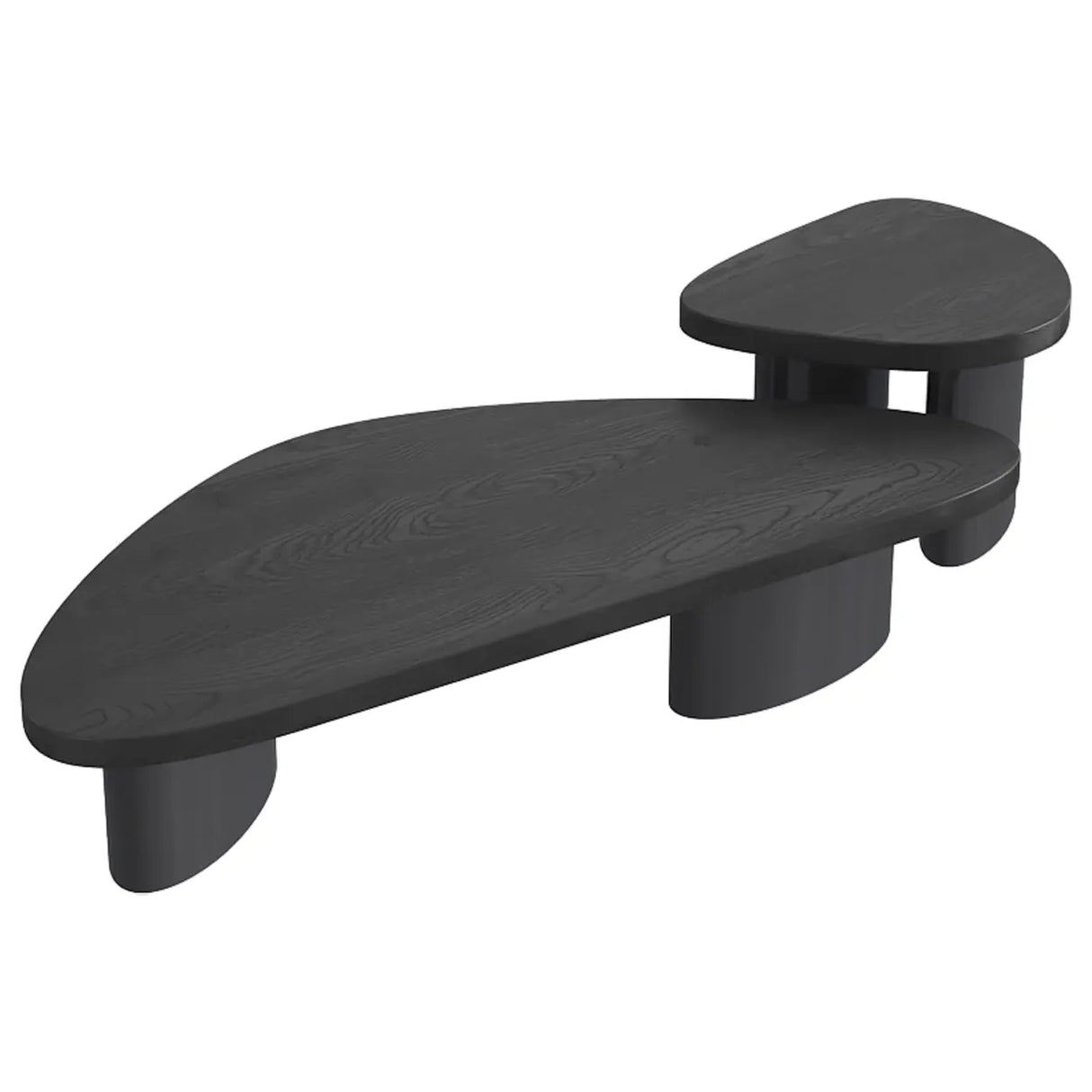 Nut-Brown Pine Wood Triangle Nesting Coffee Tables Image - 3