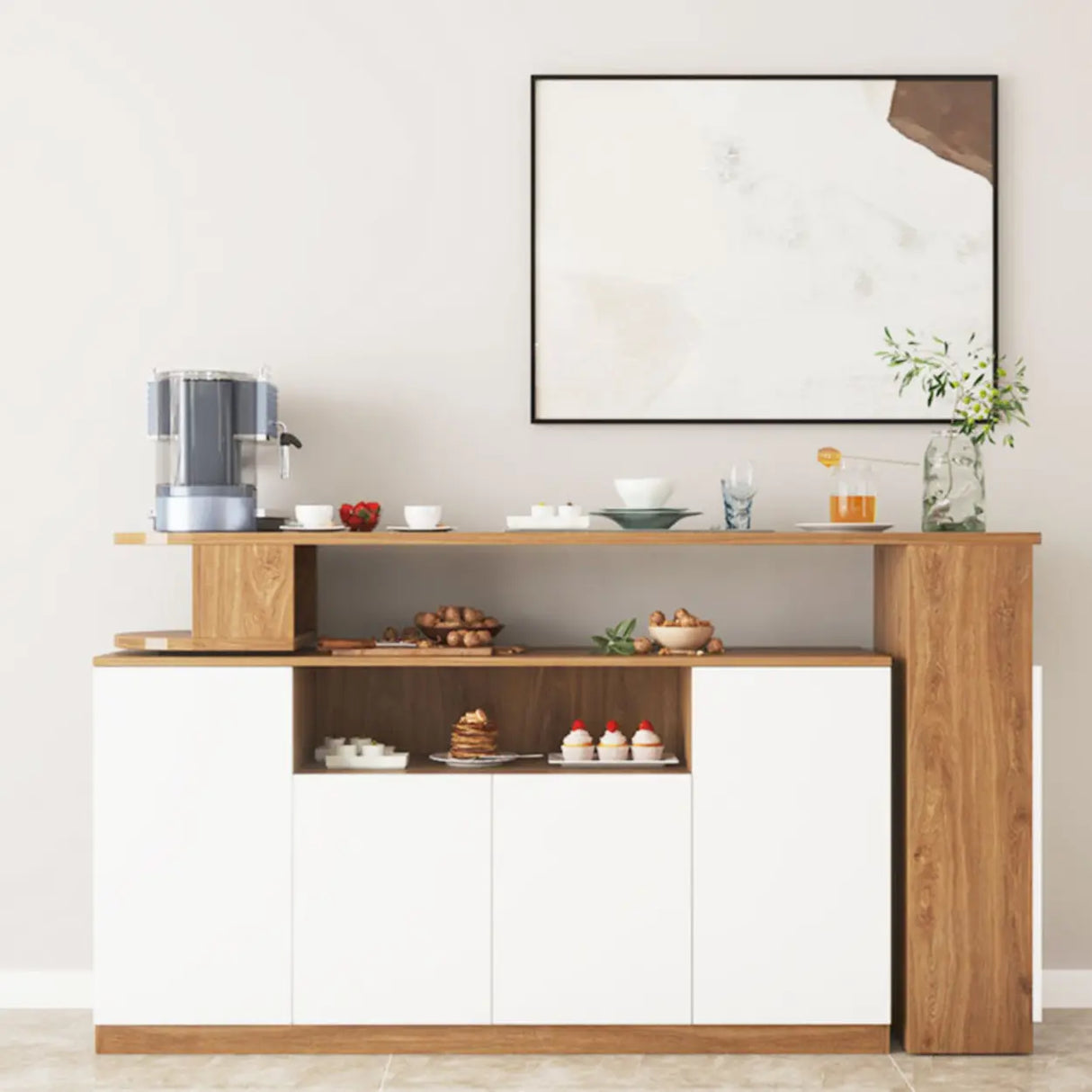 Nut-Brown Rectangular Wood Bar Table with Storage Image - 3