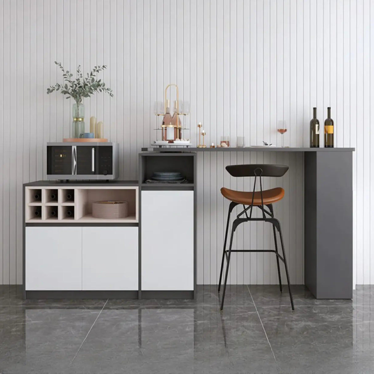 Nut-Brown Rectangular Wood Bar Table with Storage Image - 8