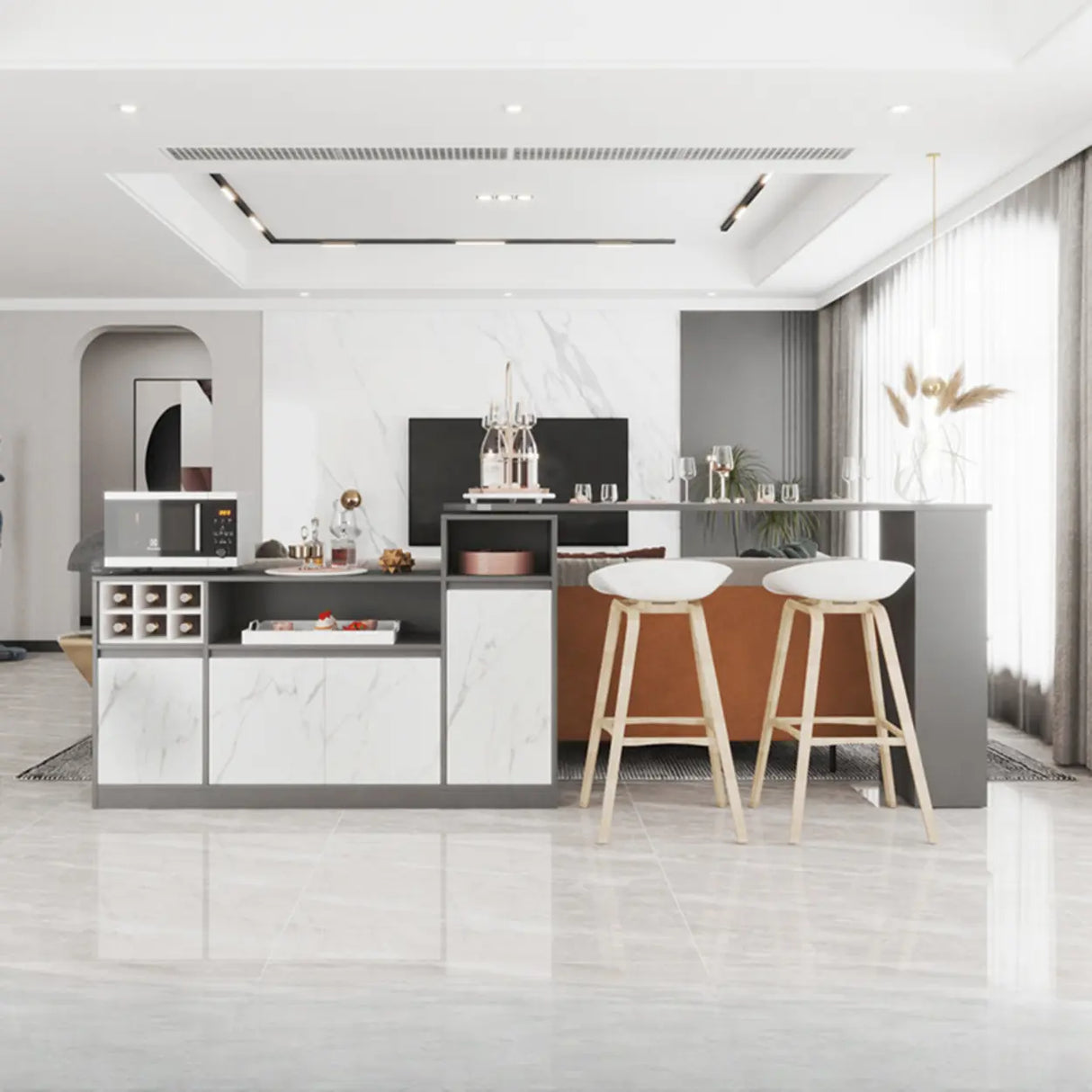 Nut-Brown Rectangular Wood Bar Table with Storage Image - 9