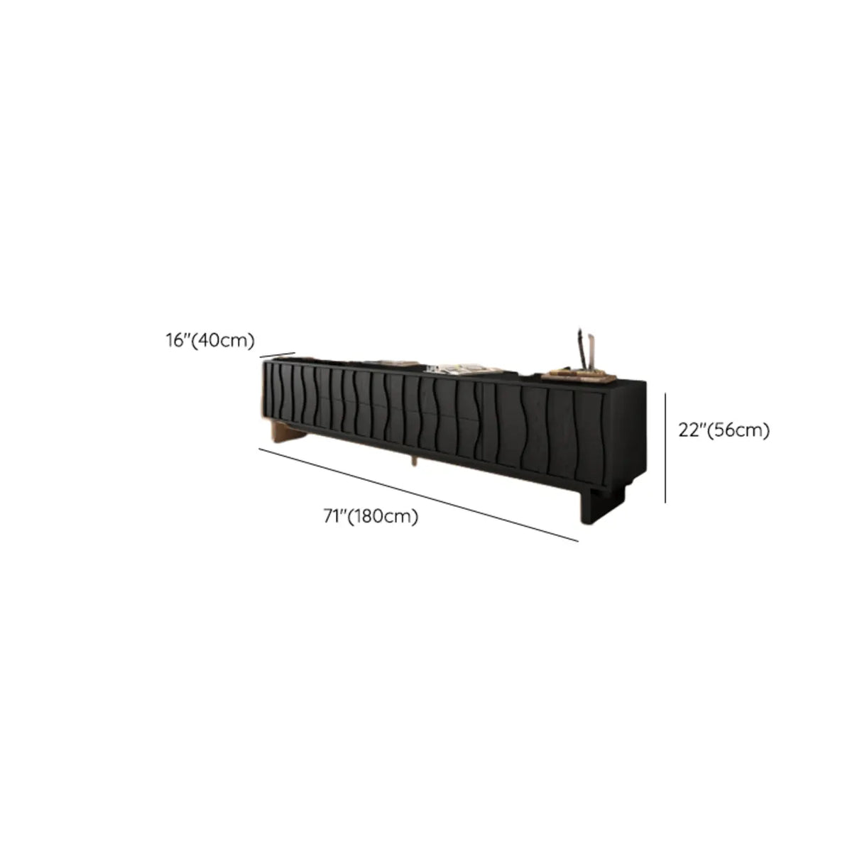 Nut-Brown Wave Texture Rectangle Wood Drawers TV Stand