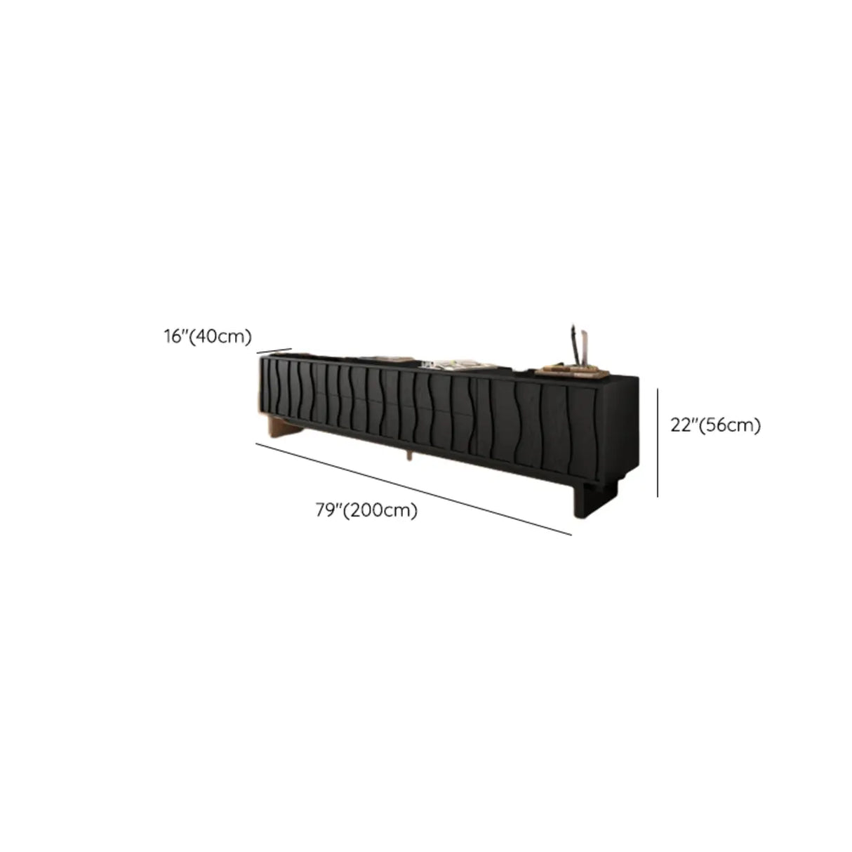 Nut-Brown Wave Texture Rectangle Wood Drawers TV Stand Image - 14