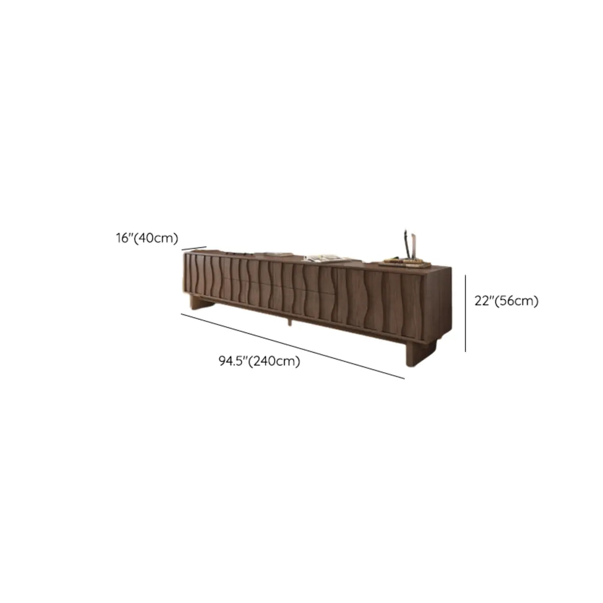 Nut-Brown Wave Texture Rectangle Wood Drawers TV Stand Image - 21