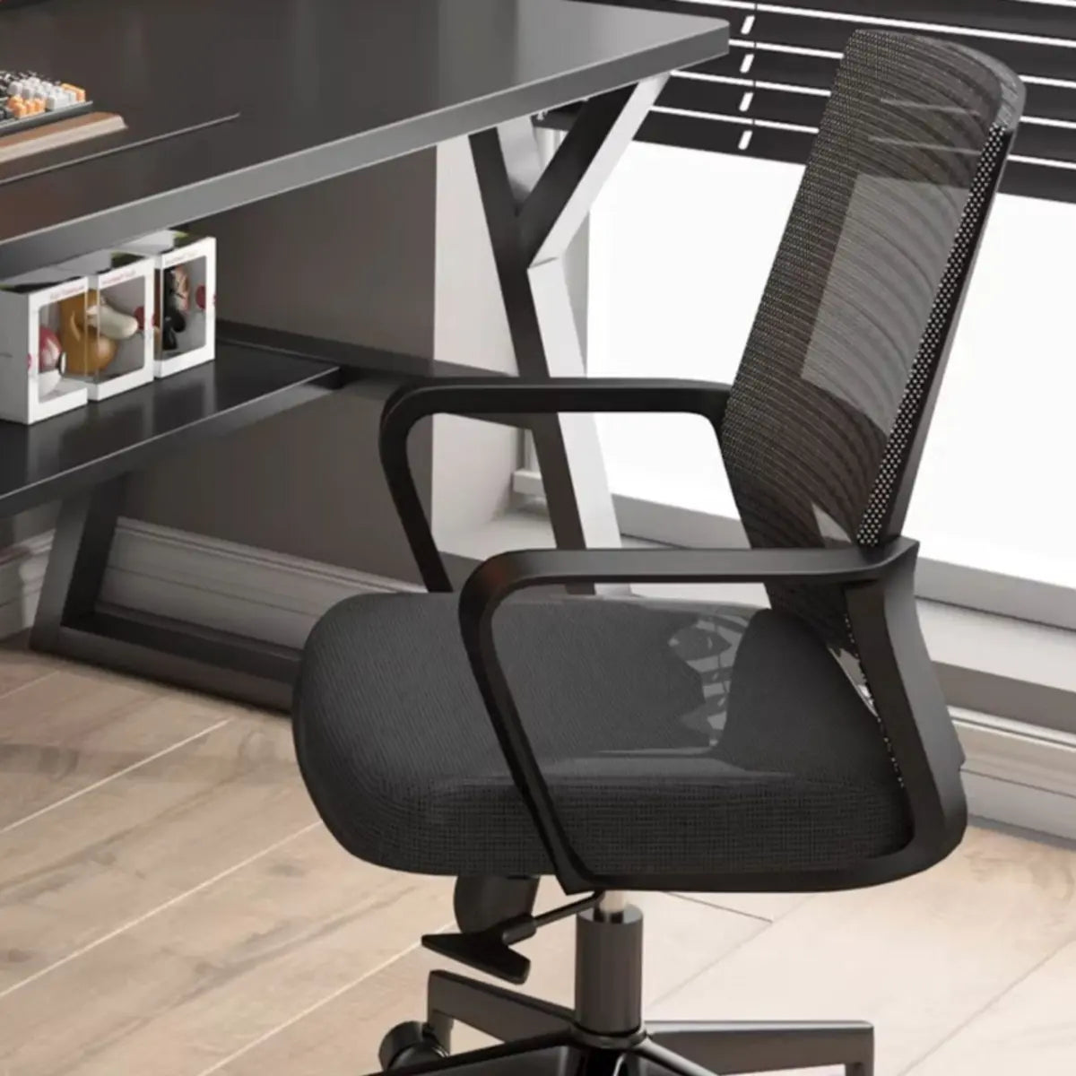 Nut-Brown Wood Computer Desk with Hutch Exterior Shelf Image - 15