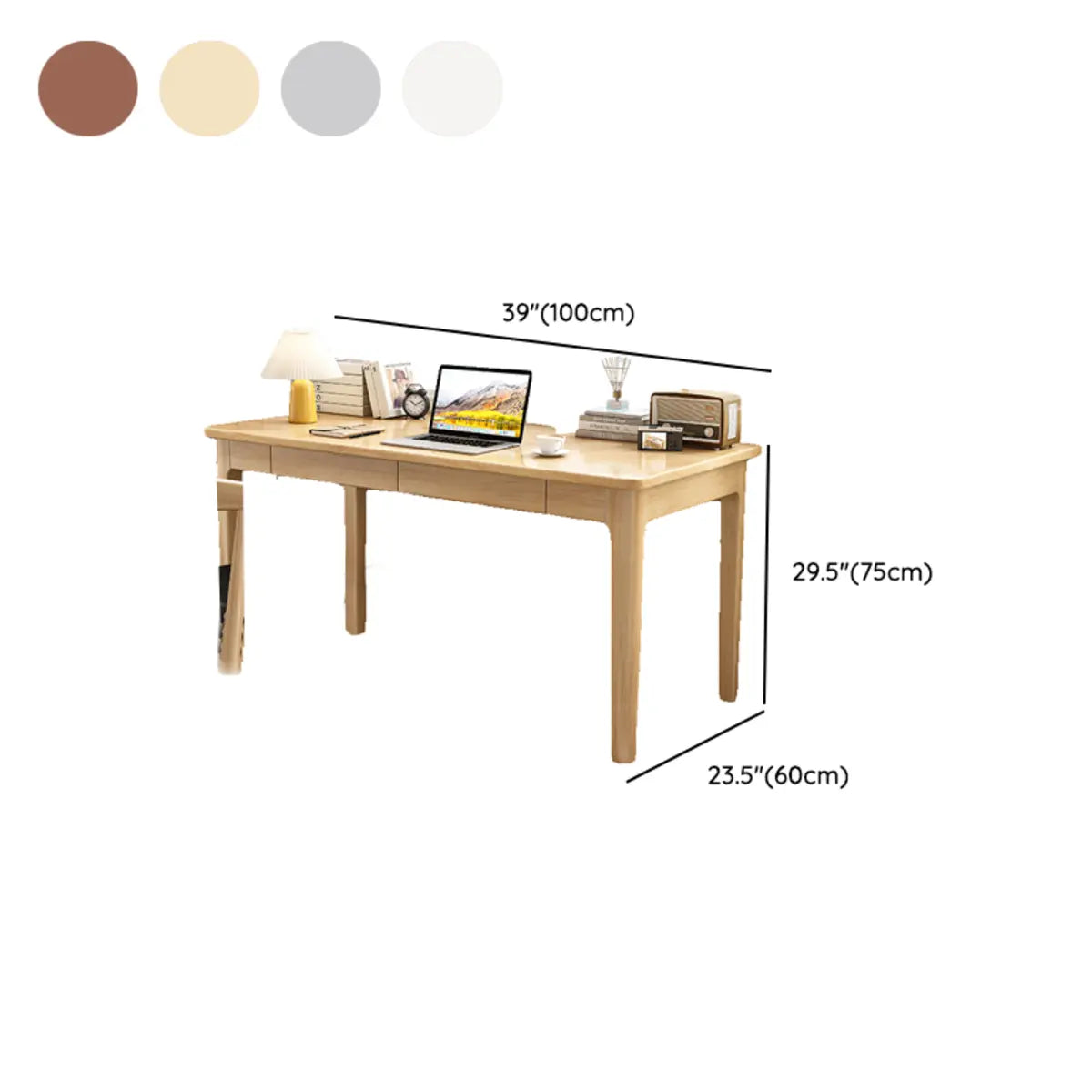 Nut-Brown Wood Drawers Rectangle Parsons Writing Desk