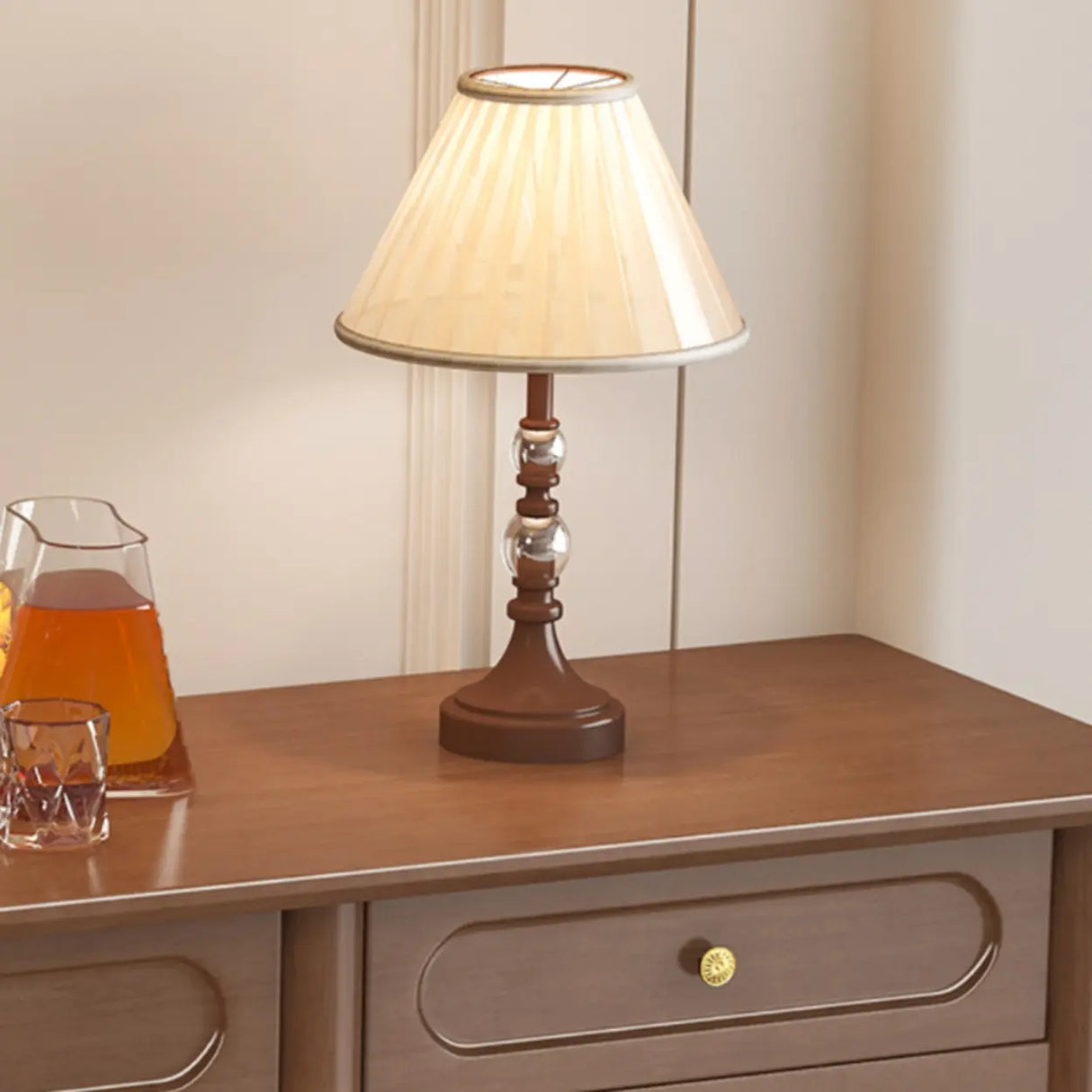 Nut-Brown Wood Foyer Storage Console Table with Shelves Image - 9