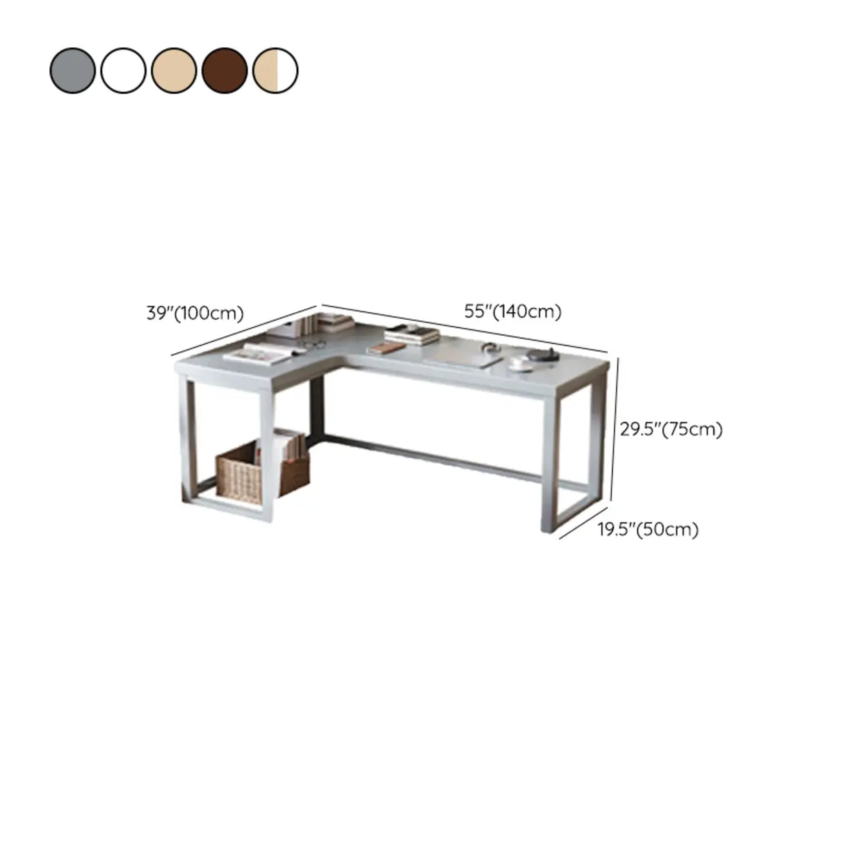 Nut-Brown Wood L-Shape Butcher Block Writing Desk