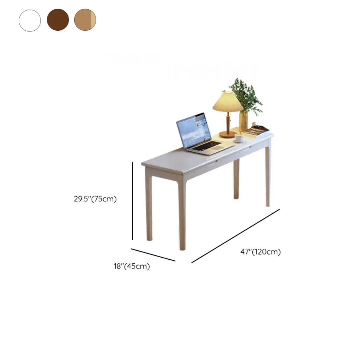 Nut-Brown Wood Rectangle Drawers Desk for Home Use Image - 12