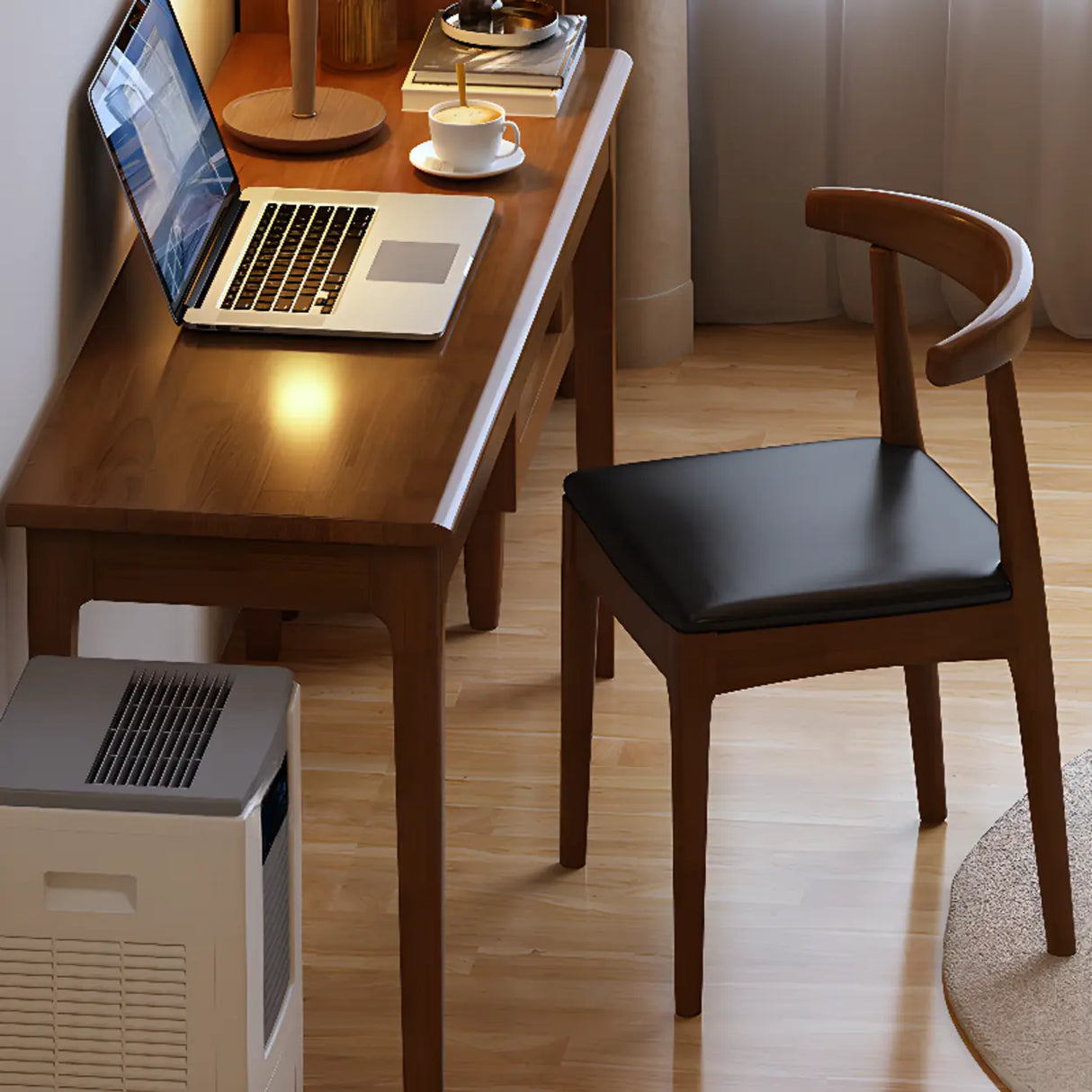 Nut-Brown Wood Rectangle Drawers Desk for Home Use Image - 1