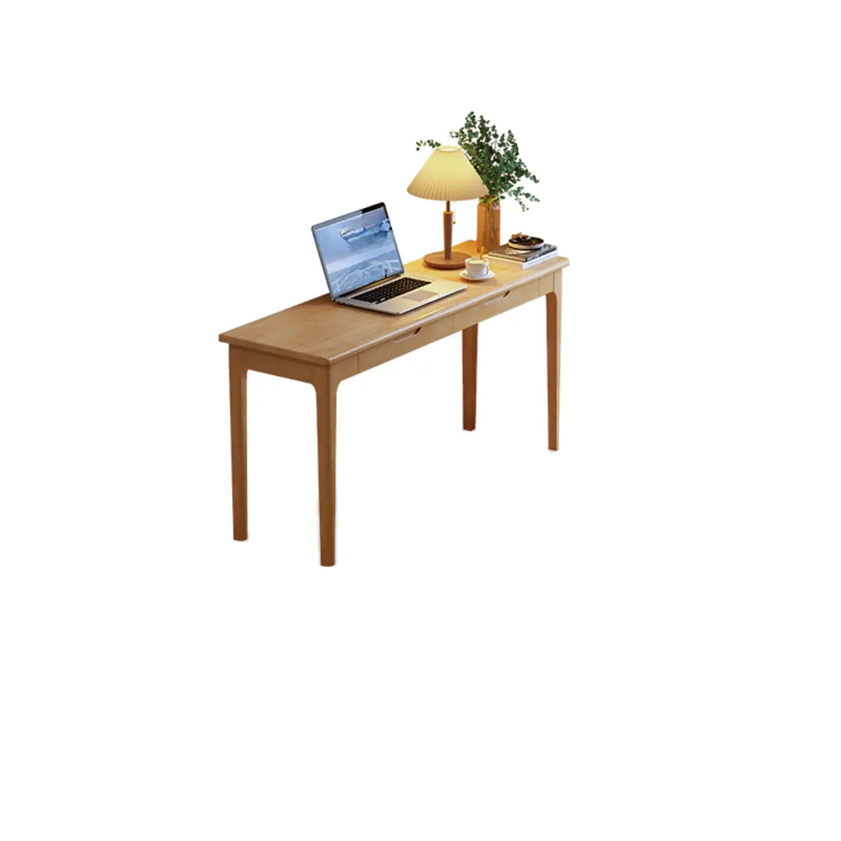 Nut-Brown Wood Rectangle Drawers Desk for Home Use Image - 2