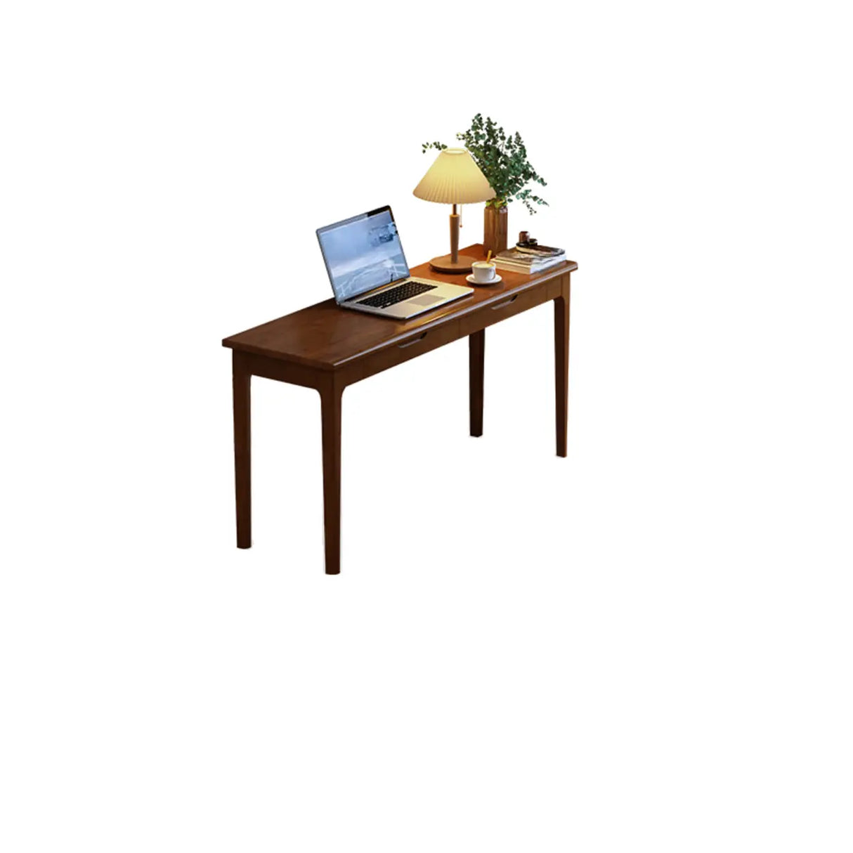 Nut-Brown Wood Rectangle Drawers Desk for Home Use Image - 3
