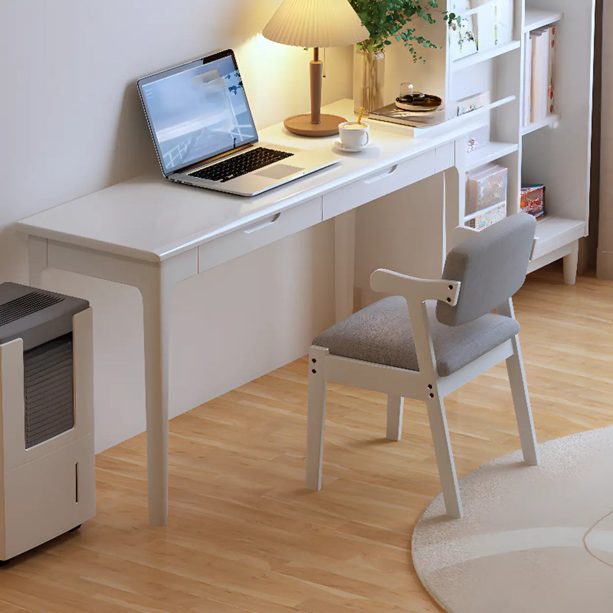 Nut-Brown Wood Rectangle Drawers Desk for Home Use Image - 6