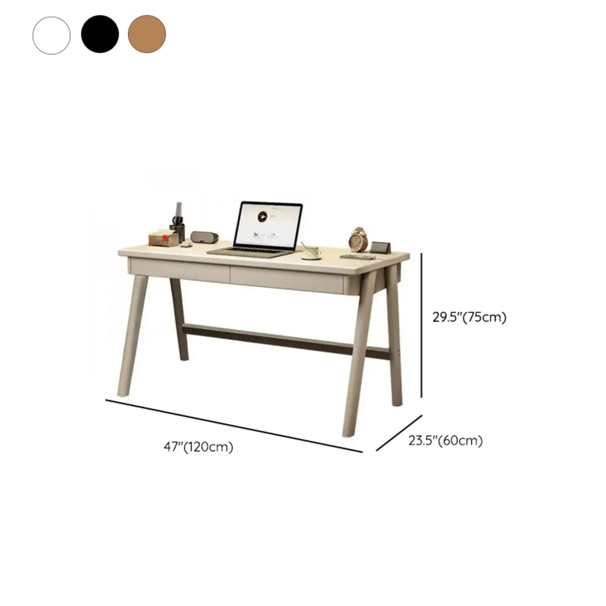 Nut-Brown Wooden Drawers Rectangular Computer Desk Image - 14